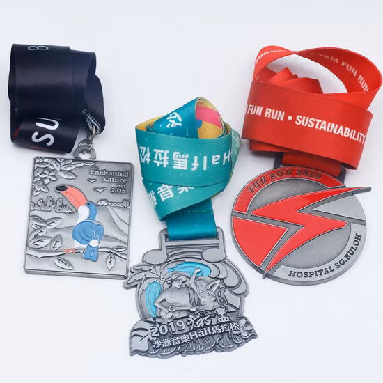 Medaglia sportiva in metallo con premio d'oro personalizzato con nastro